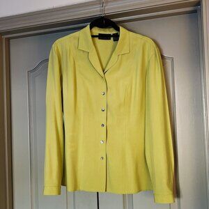 Liz Claiborne Collection Chartreuse Silk Button-Up Blouse | Y2K Chic
